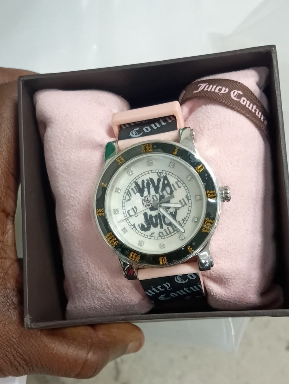 Juicy Couture Pink and Black Logo Accent Men's Watch